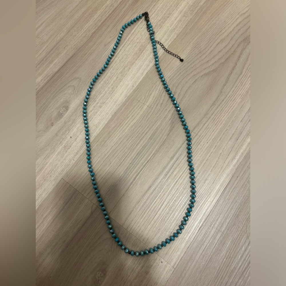 Teal beaded necklace